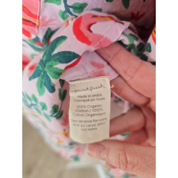 Print Fresh Organic Cotton Flamingo Floral Pink 2 Piece Pajama Set S Lounge - Picture 8 of 11